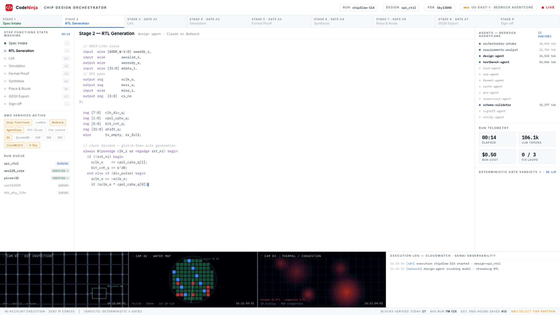 design agent streams synthesizable Verilog from Claude on Bedrock
